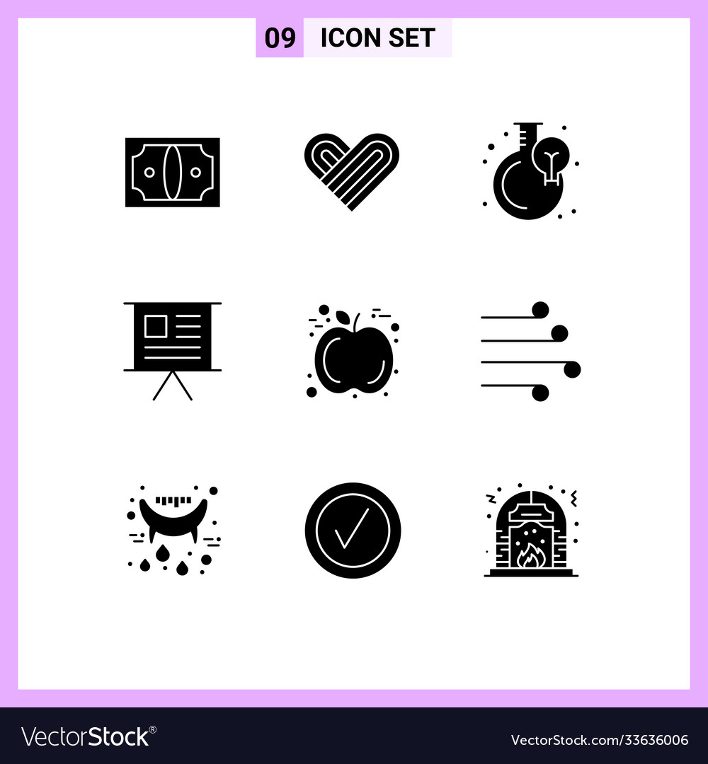 Pack 9 modern solid glyphs signs and symbols