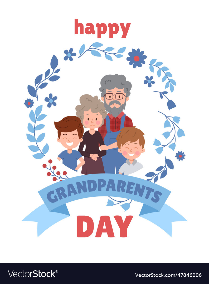 Poster or vertical banner about happy grandparents