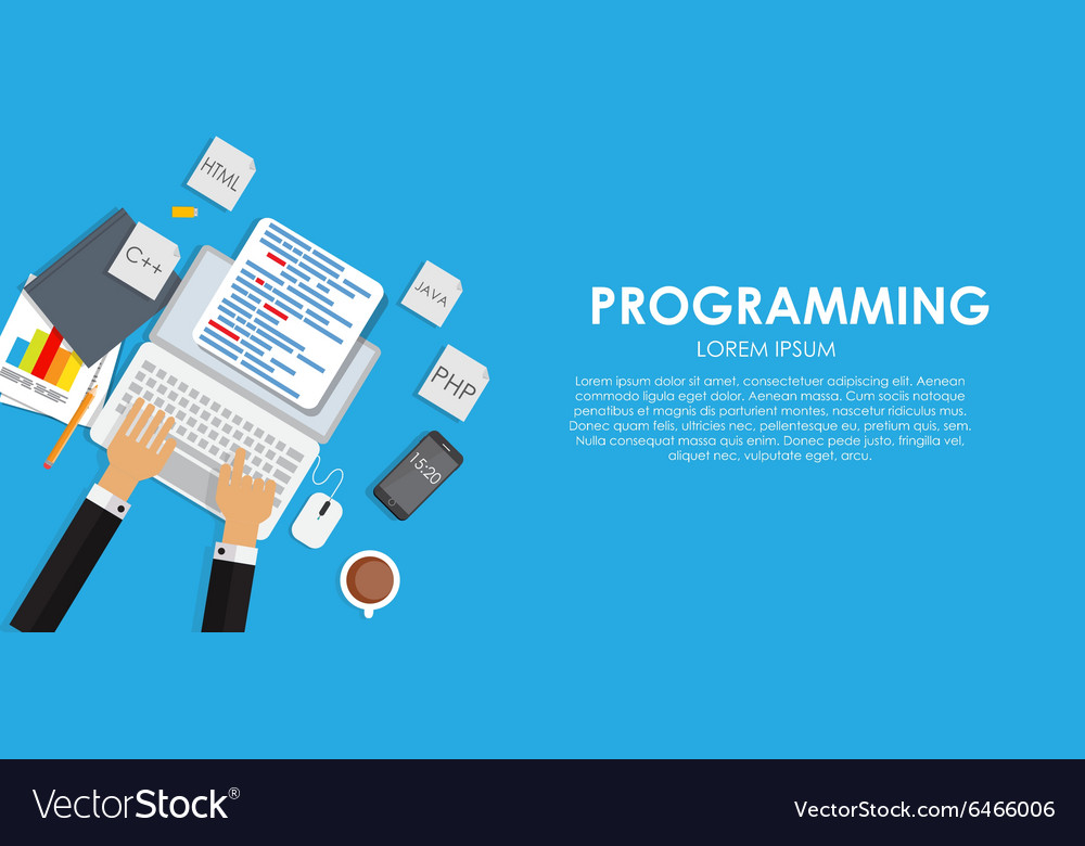 Programming coding concept flat background
