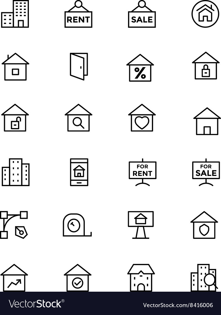 Real estate line icons 2 Royalty Free Vector Image