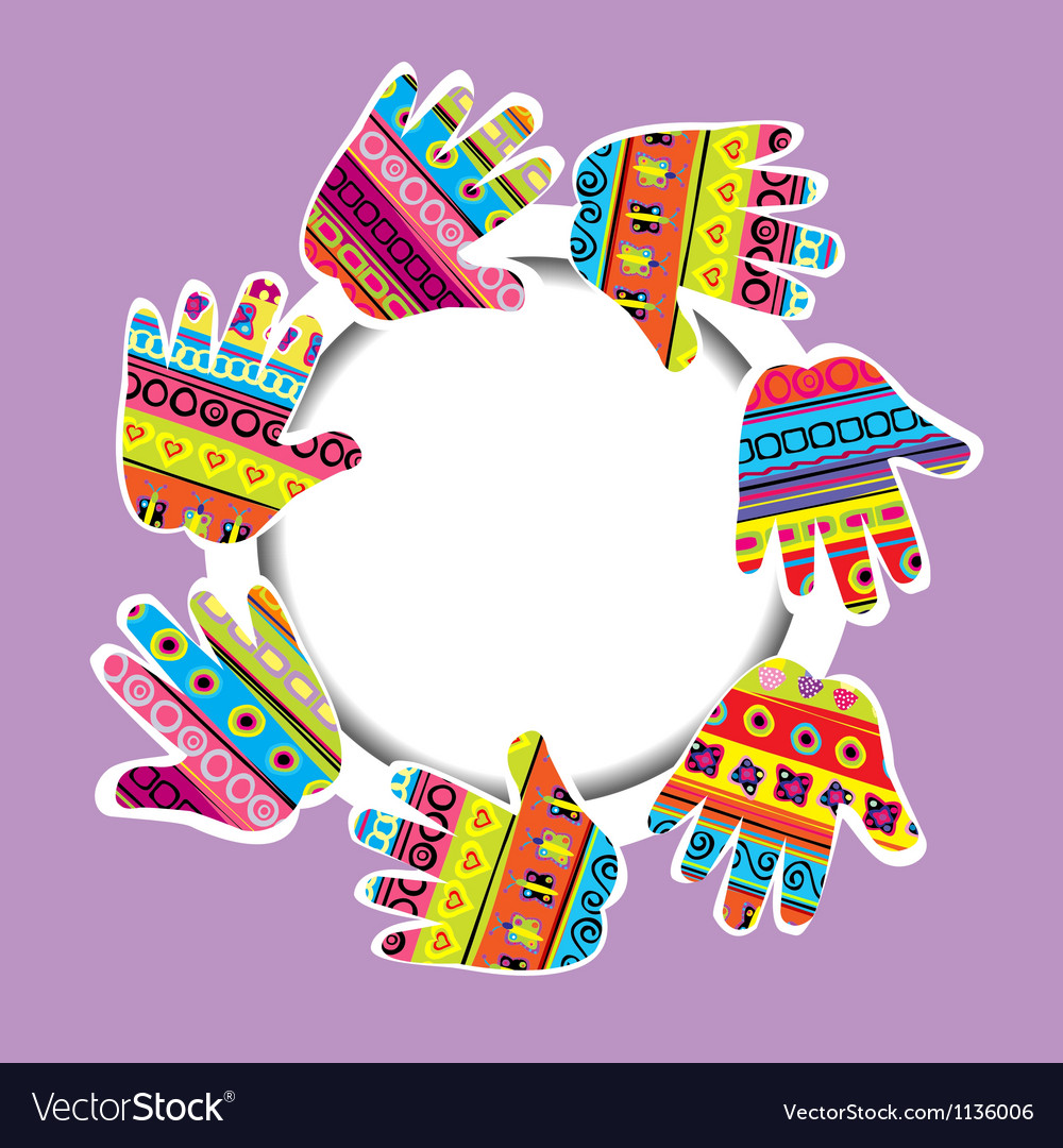 Round frame with patterned hands and place
