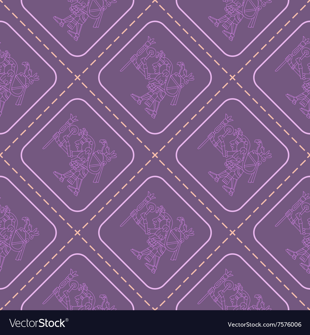 Seamless pattern with symbols from aztec codices