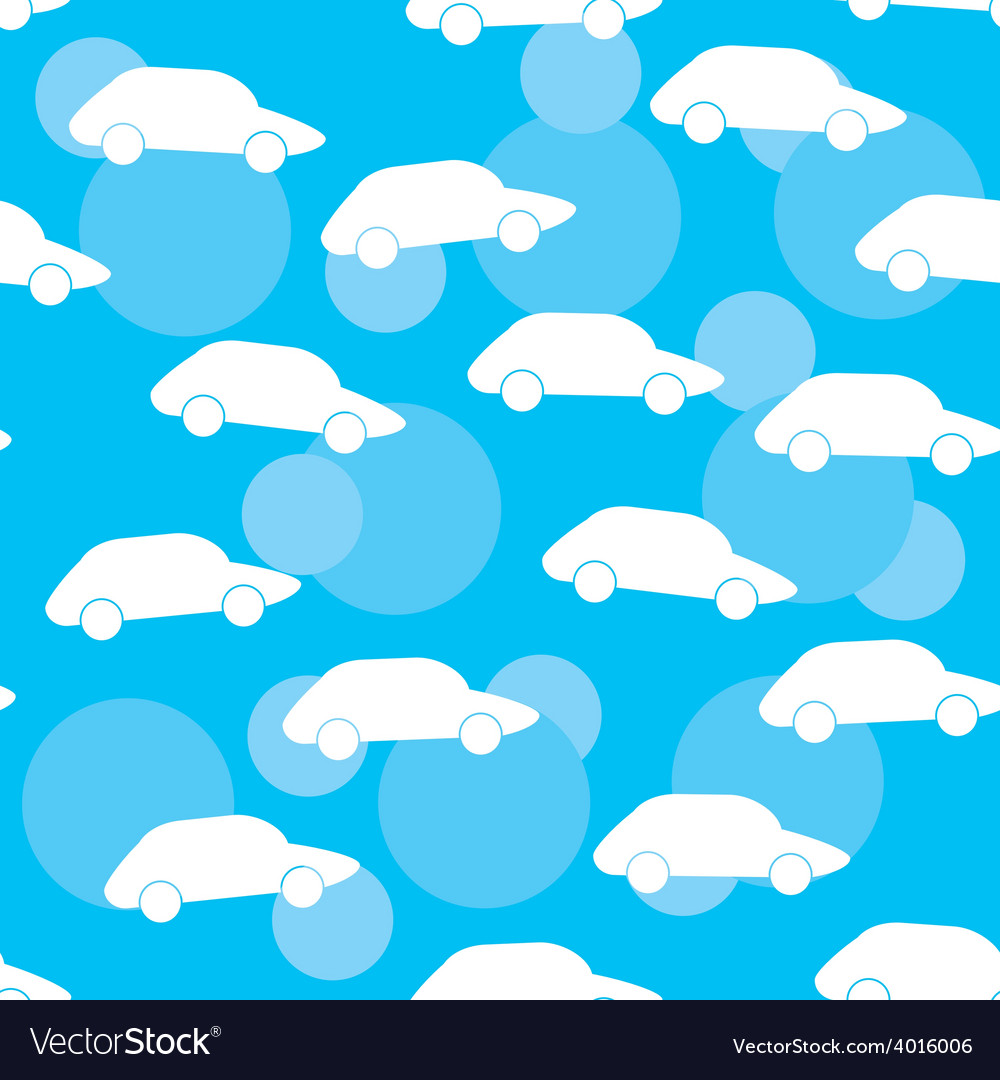 Seamless white pattern with silhouettes of cars