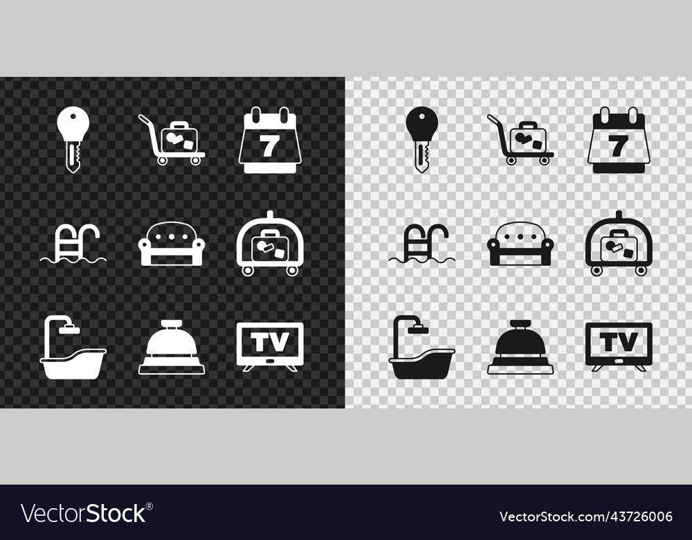 Hoteltür Schloss Schlüsselwagen Koffer buchen vector image Hoteltür Schloss Schlüsselwagen Koffer buchen