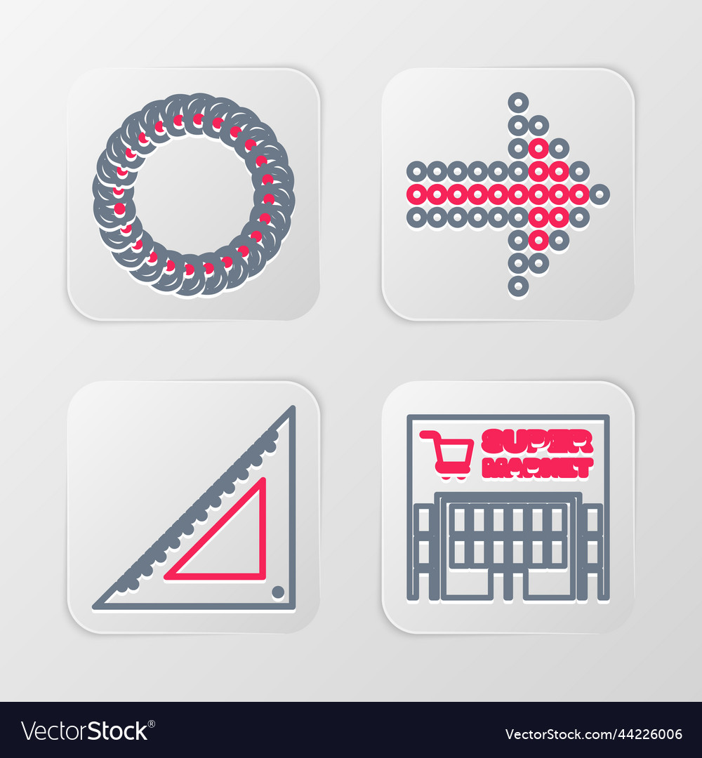 Set line supermarket building triangular ruler Vector Image Set line supermarket building triangular ruler