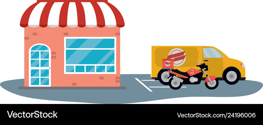 Store with delivery transport Royalty Free Vector Image
