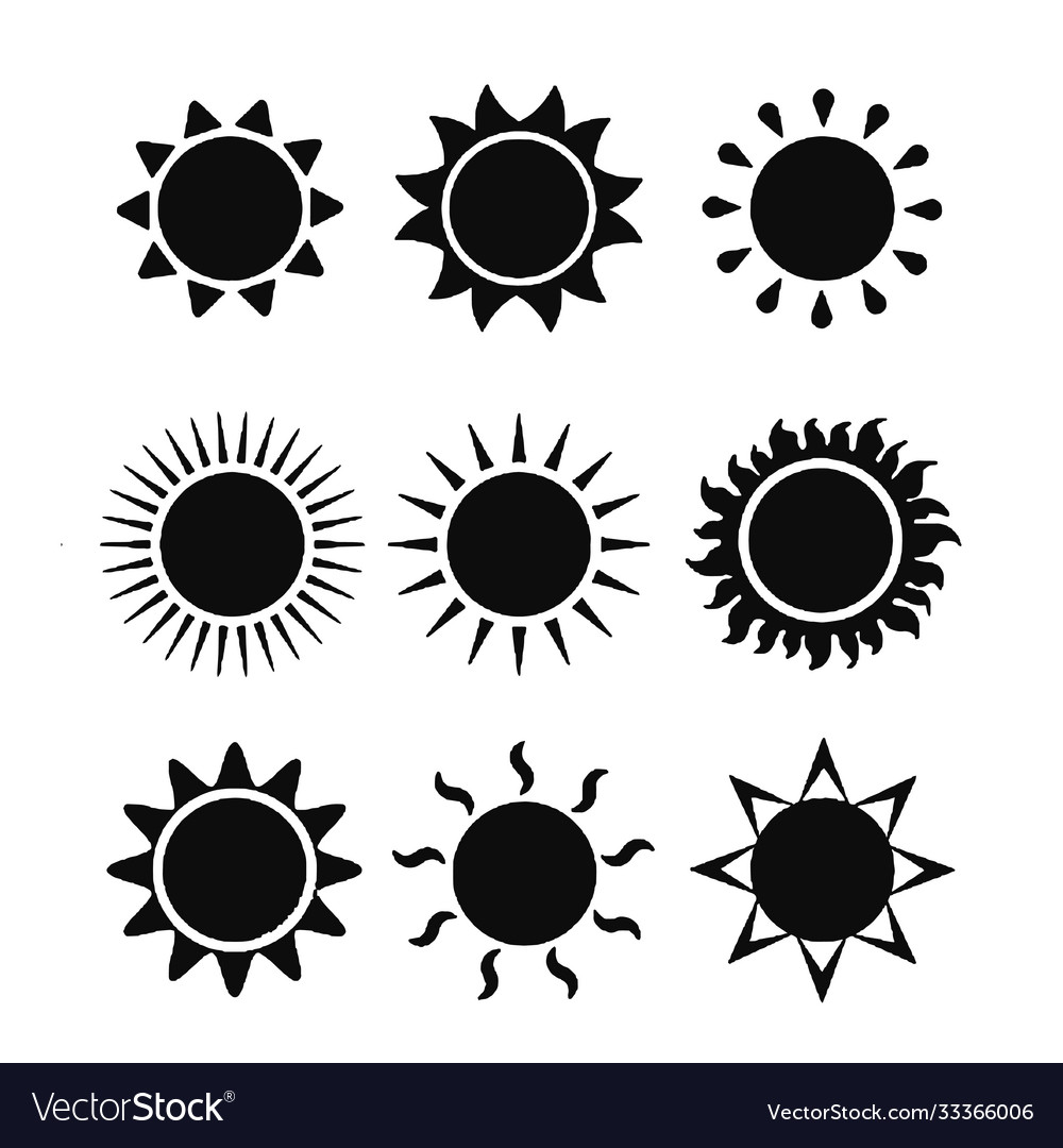 Sun shapes set isolated on white background vector image Sun shapes set isolated on white background