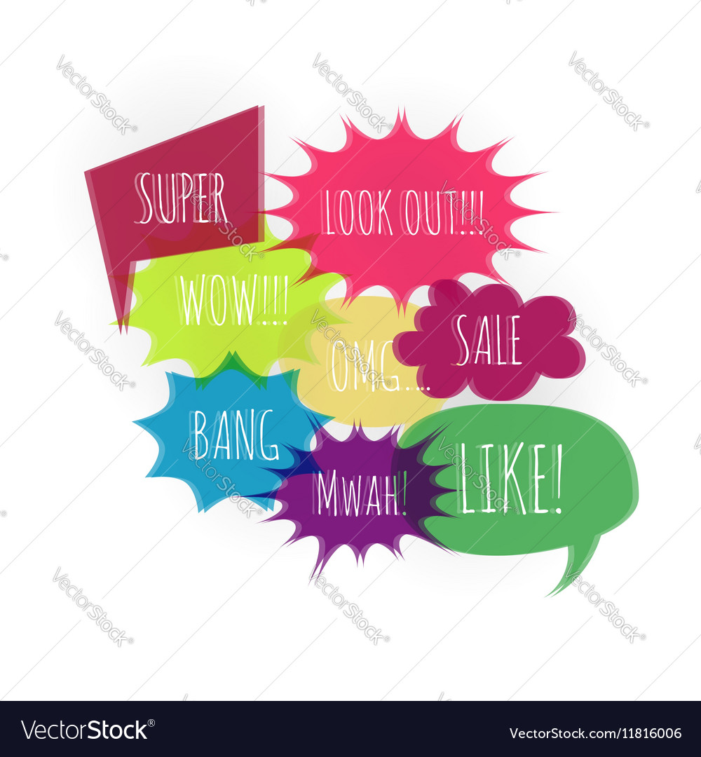 Text set speech bubble color icons glitch