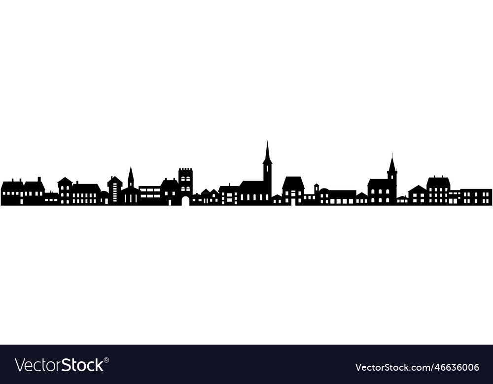 Town skyline silhouette small city houses Vector Image