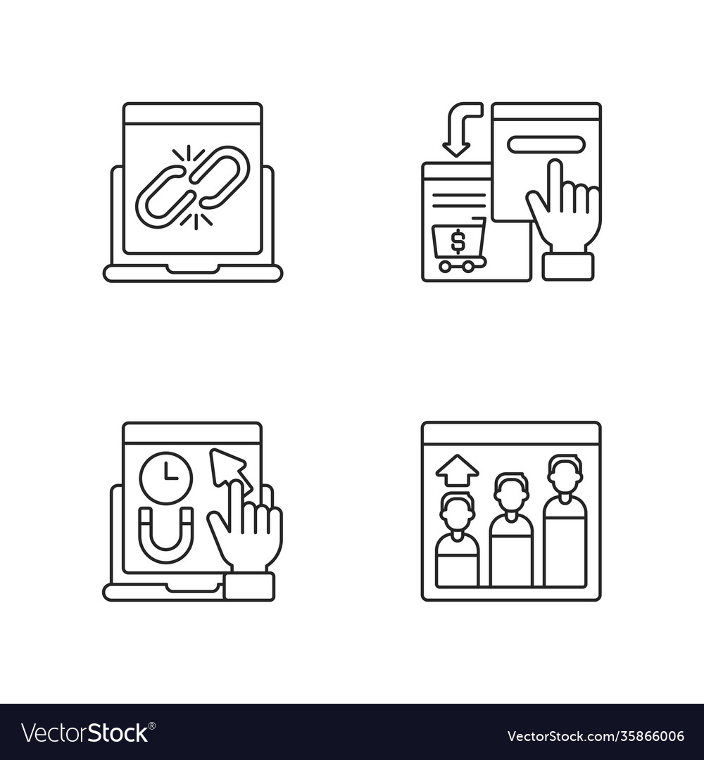Web analytics linear icons set Vector Image Web analytics linear icons set