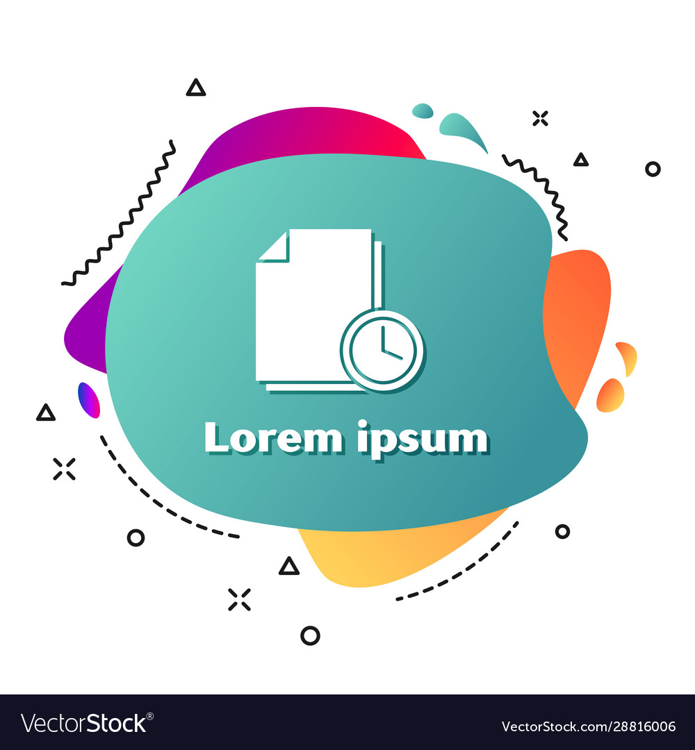 White document with clock icon isolated on vector image White document with clock icon isolated on