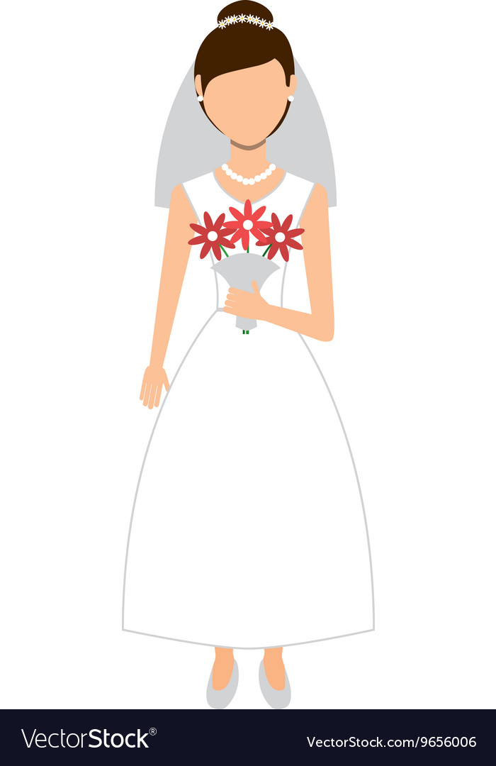 Wife wedding dress isolated icon design Royalty Free Vector