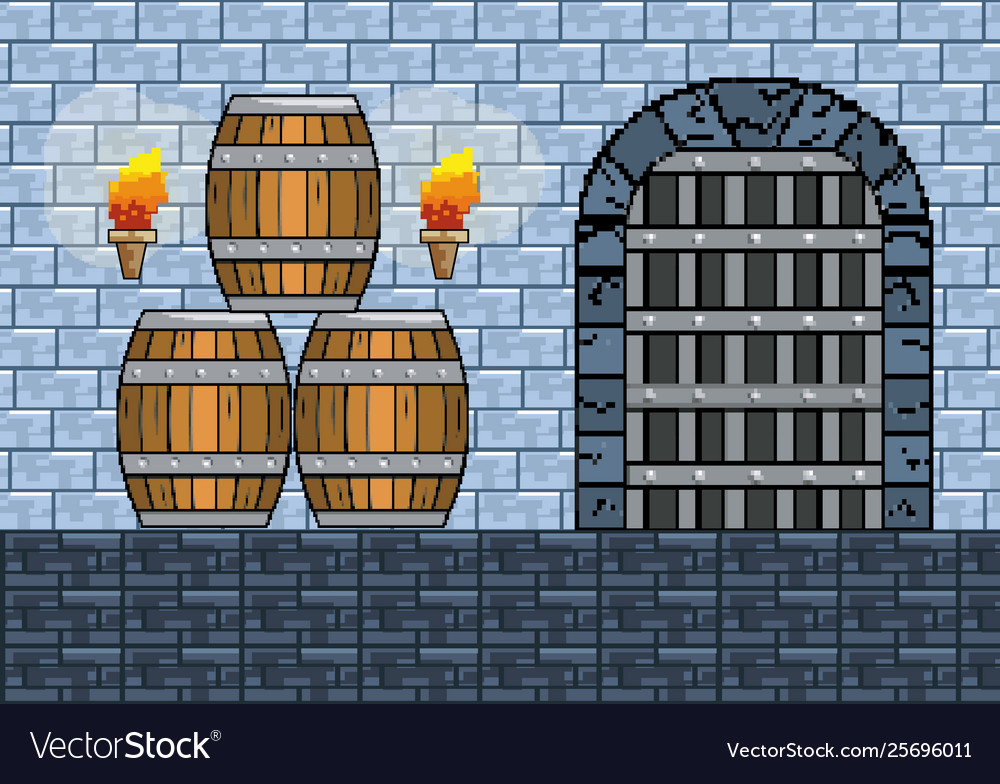 Arcade game world and pixel scene design