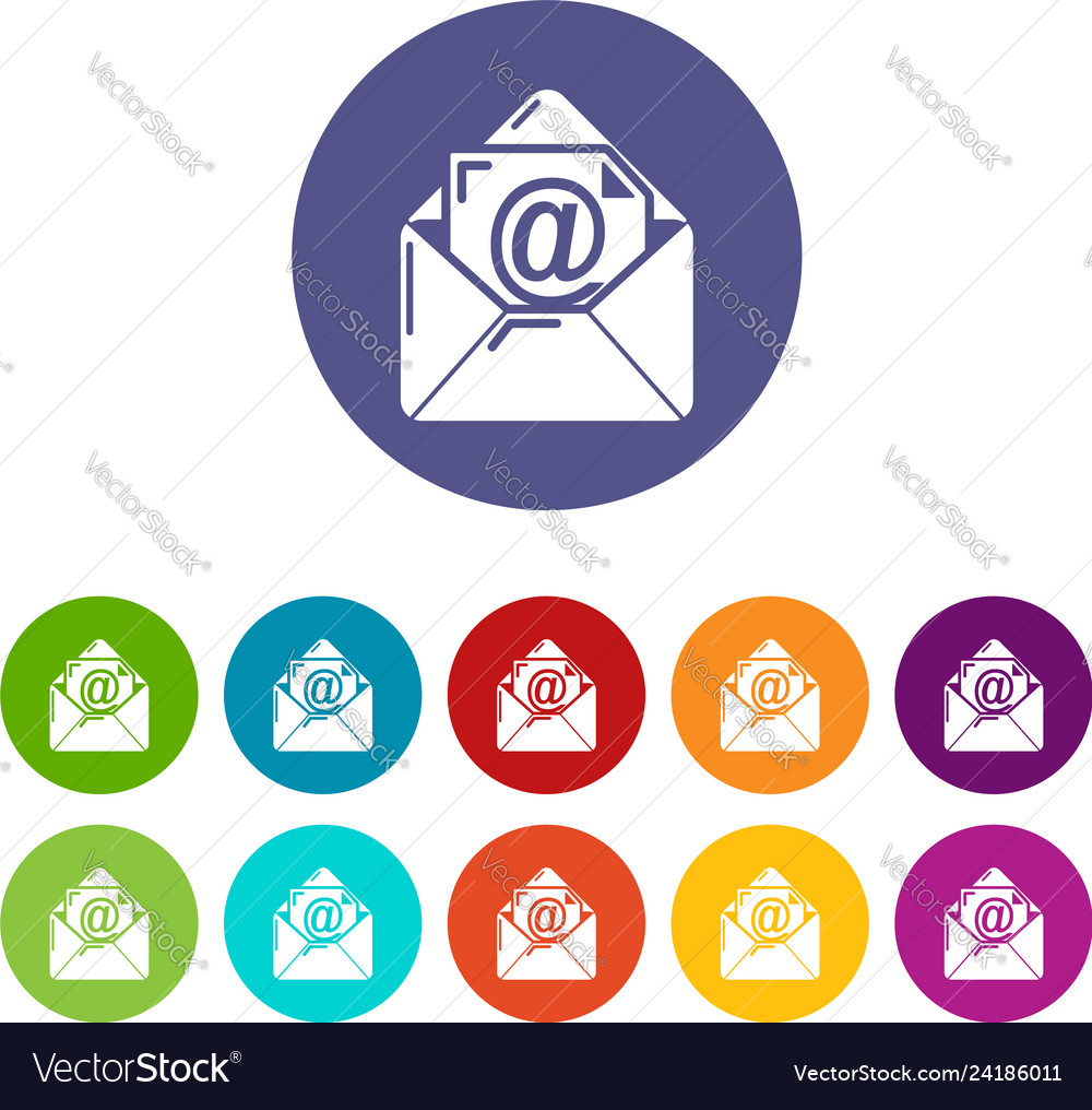 Email icons set color Royalty Free Vector Image