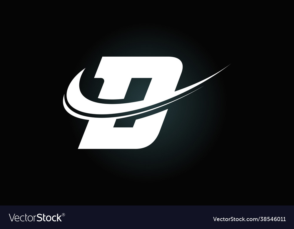 Initial letter d with swoosh black and white logo Vector Image