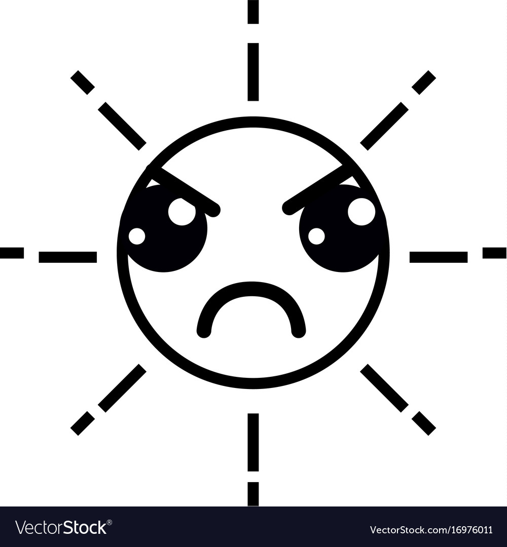 Line kawaii cute angry sun weather