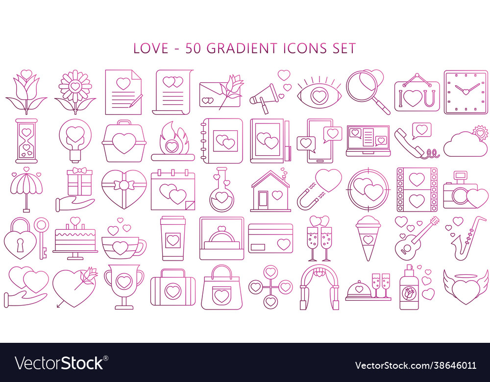 Love gradient icons set