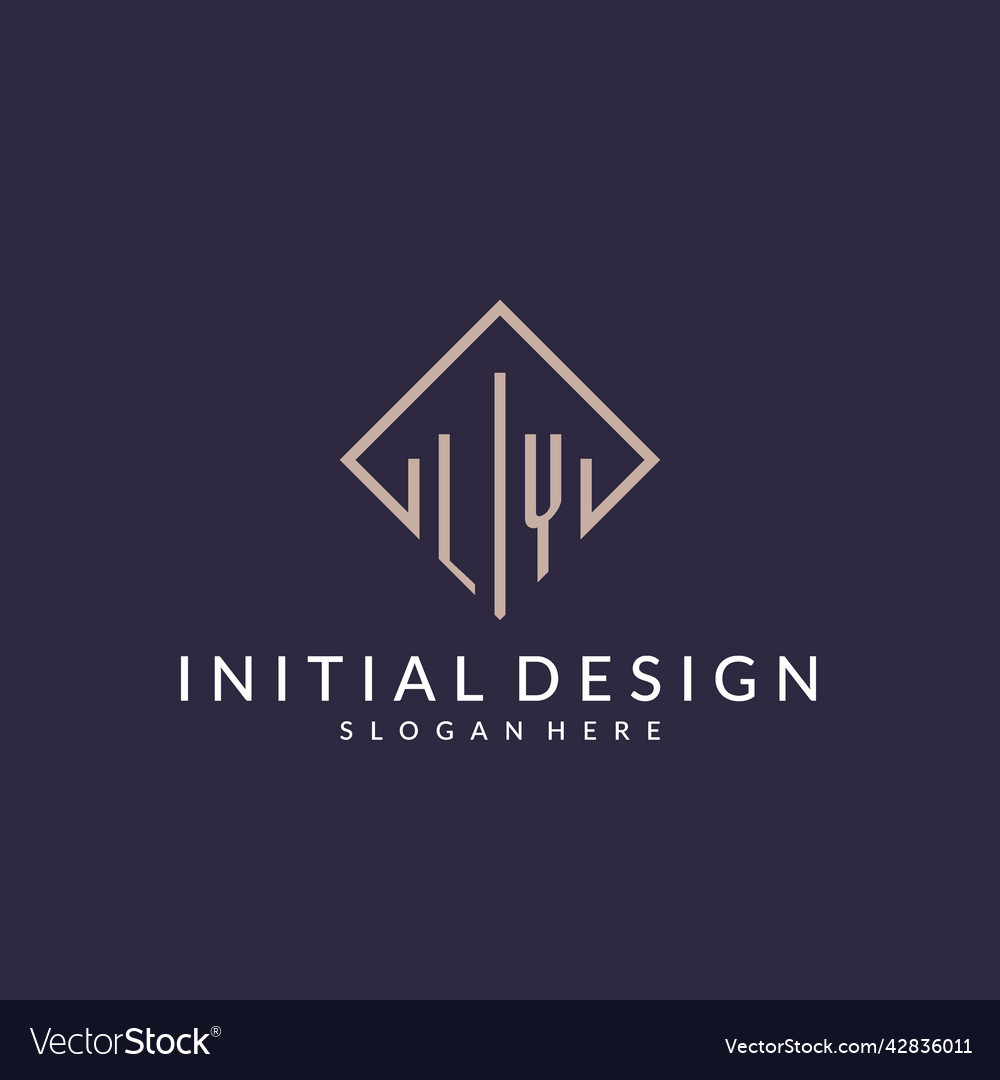 Ly initial monogram logo with rectangle style Vector Image Ly initial monogram logo with rectangle style