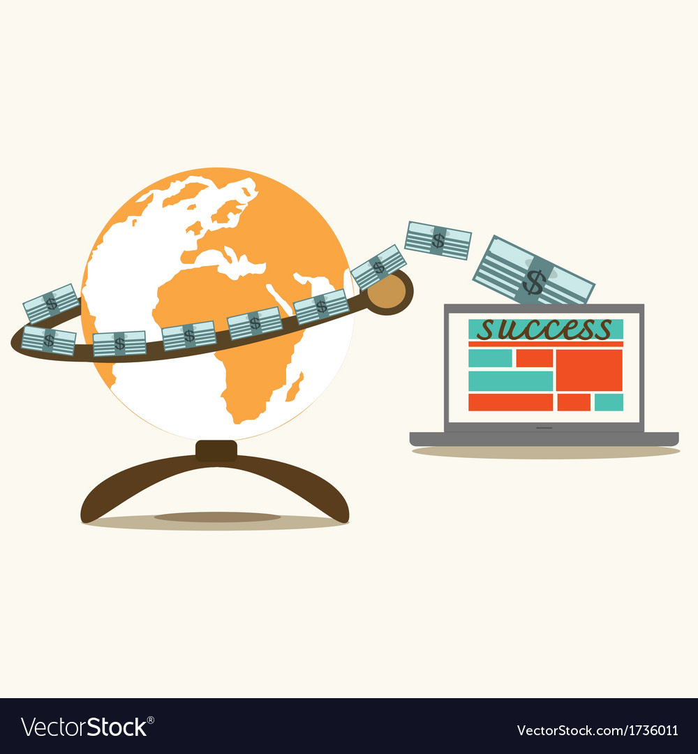 Make money globe and computer
