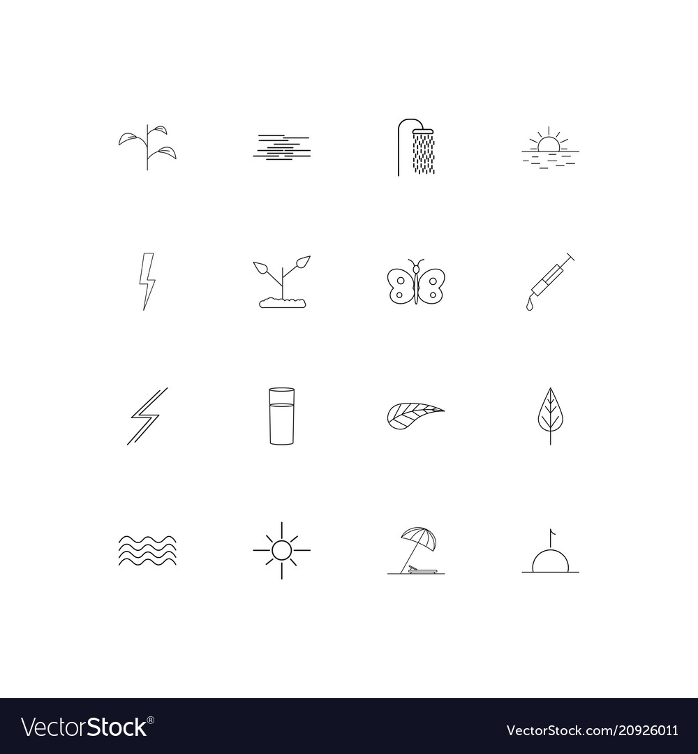 Nature linear thin icons set outlined simple
