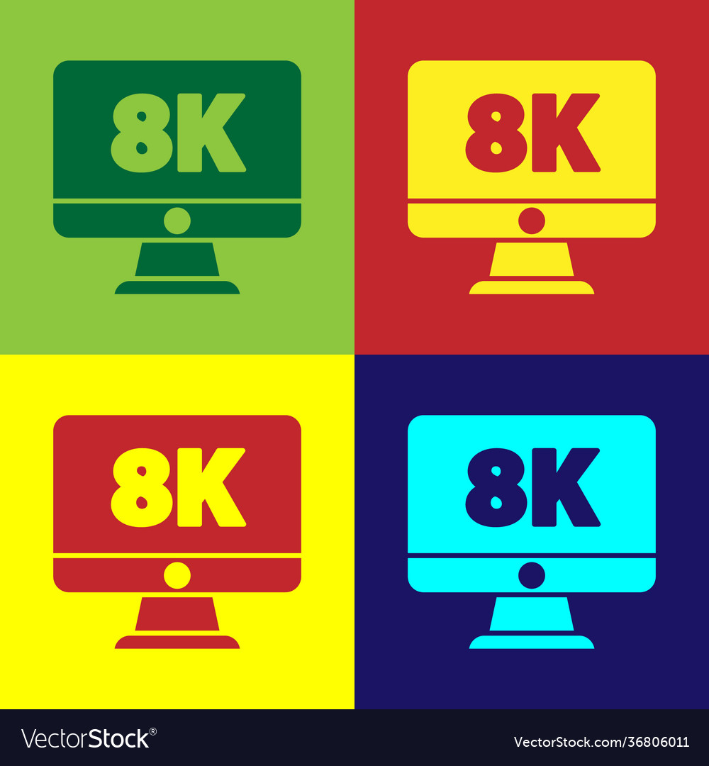 Pop art computer pc monitor display with 8k video
