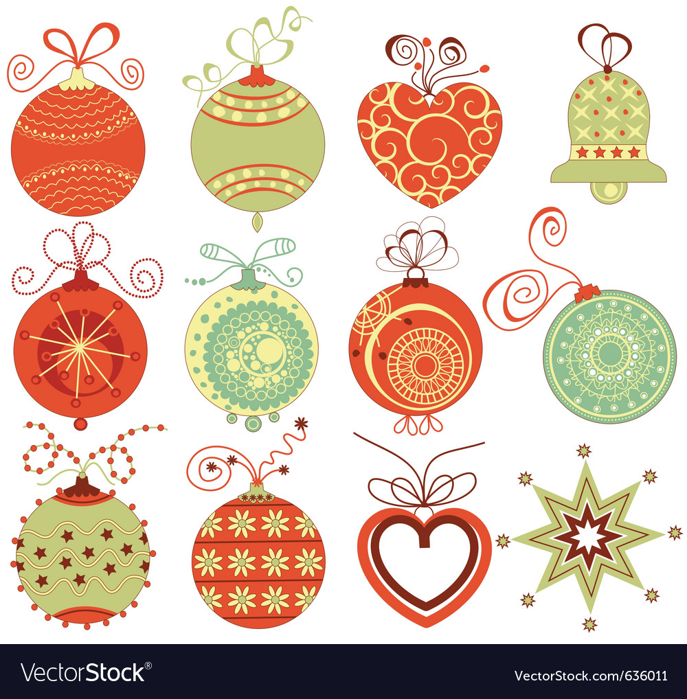 Download Retro christmas ornaments Royalty Free Vector Image