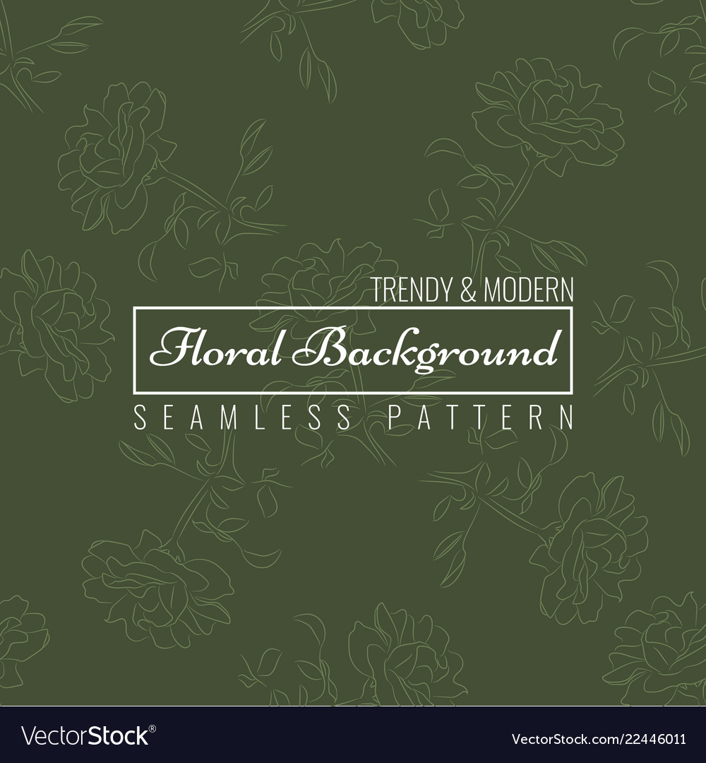 Rose seamless pattern with sketch style line art