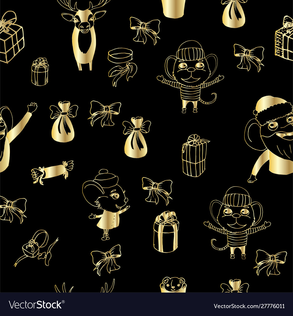 Seamless pattern with christmas attributes vector image Seamless pattern with christmas attributes