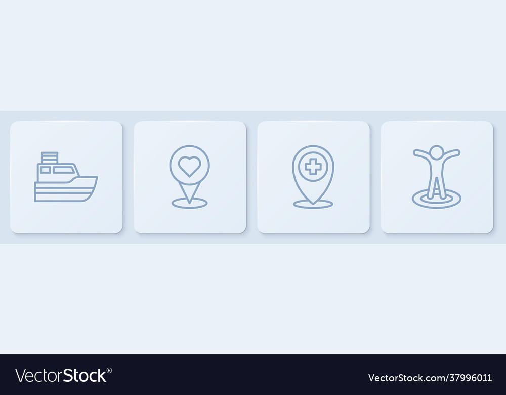 Set line ship path location with cross vector image Set line ship path location with cross