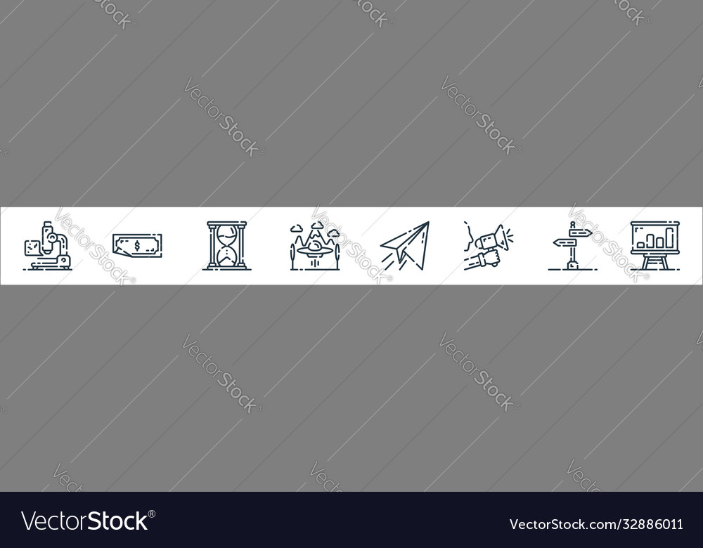 Startup line icons linear set quality vector image Startup line icons linear set quality