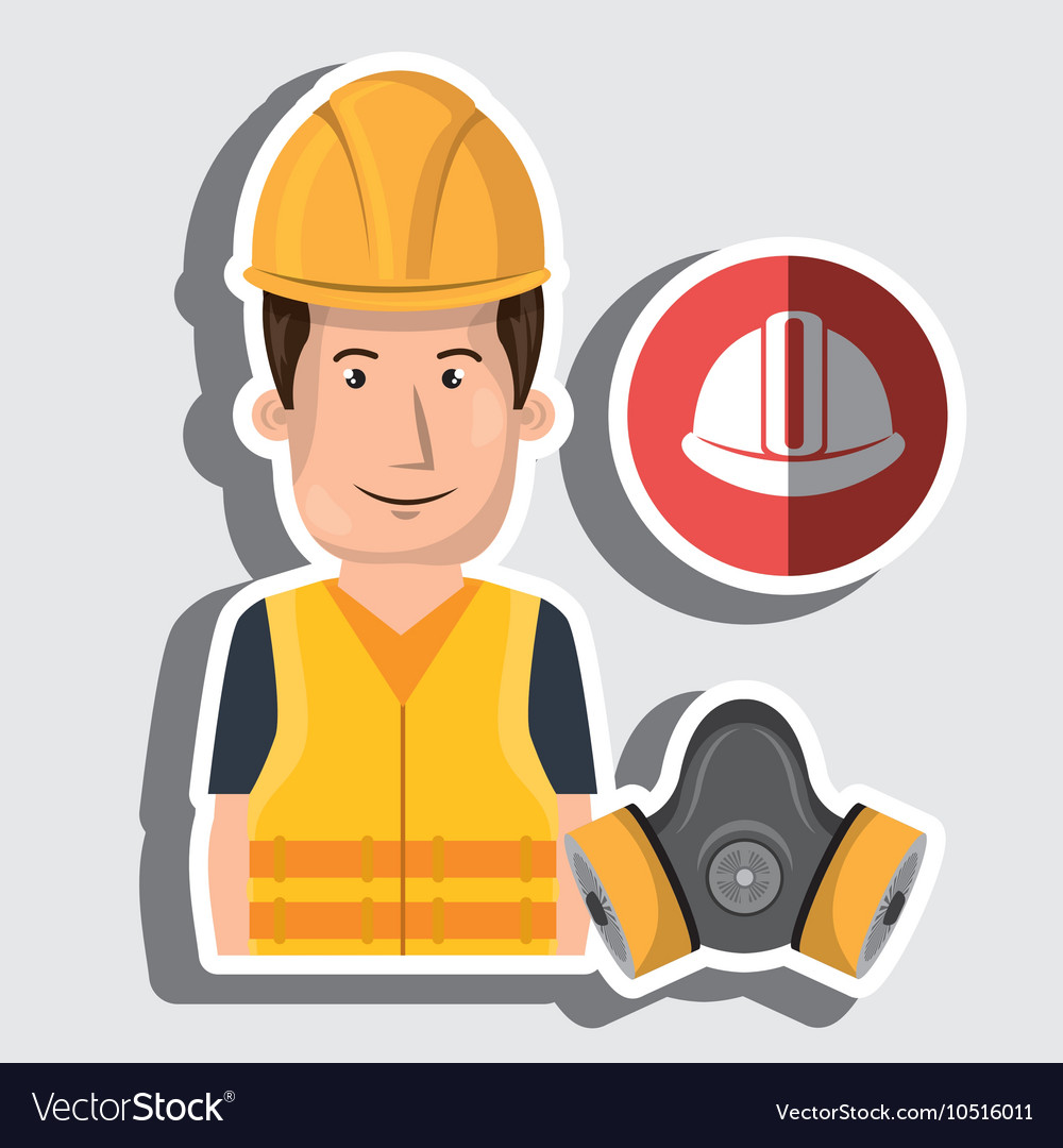 Worker helmet mask gas Royalty Free Vector Image