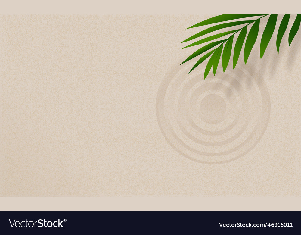 Zen sand pattern with palm leaveszen garden