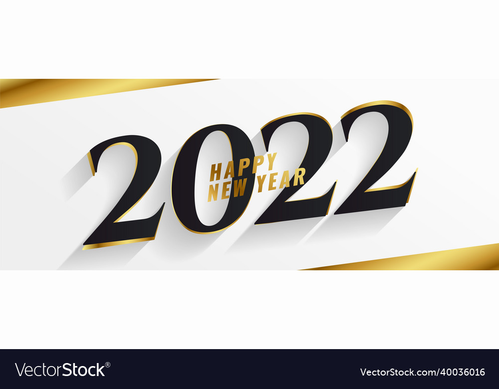 2022 Happy New Year Golden Celebration Banner Vector Image 2022 Happy New Year Golden Celebration Banner Vector Image