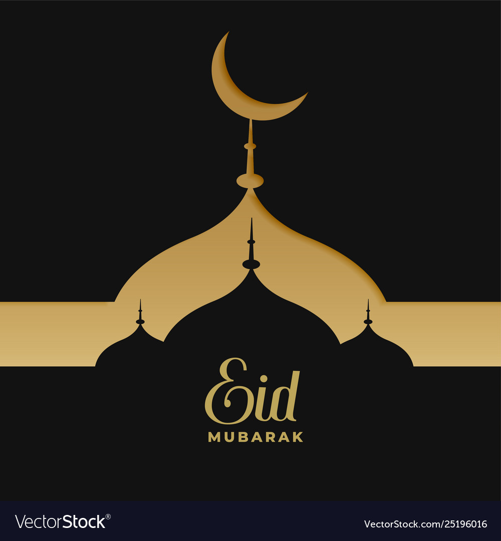 Creative darkand golden eid mubarak mosque design Vector Image