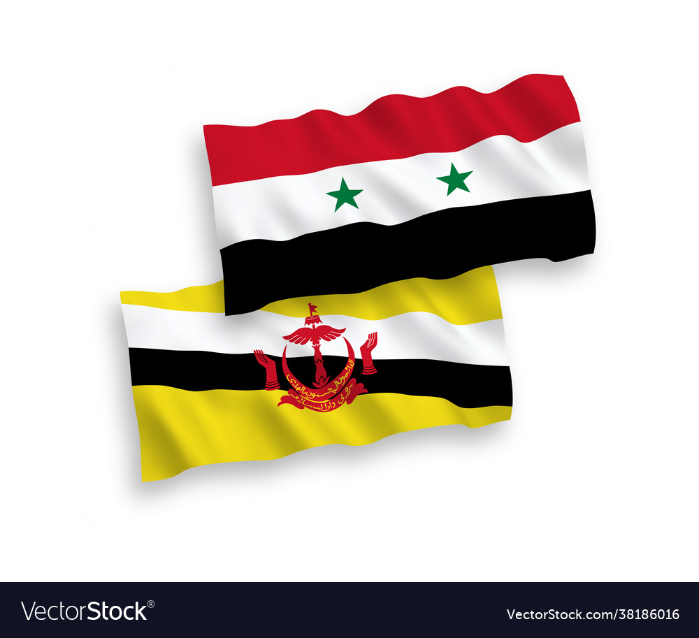 Flags brunei and syria on a white background vector image Flags brunei and syria on a white background
