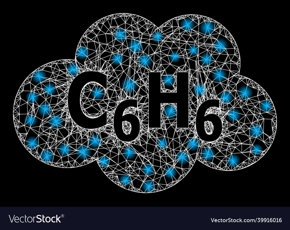 Flare net mesh benzene cloud with lightspots Vector Image