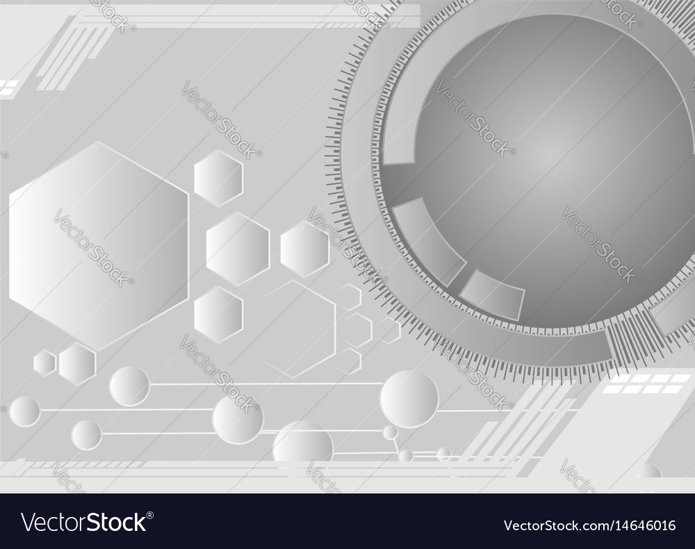 Gray abstract hexagon and circle lines background
