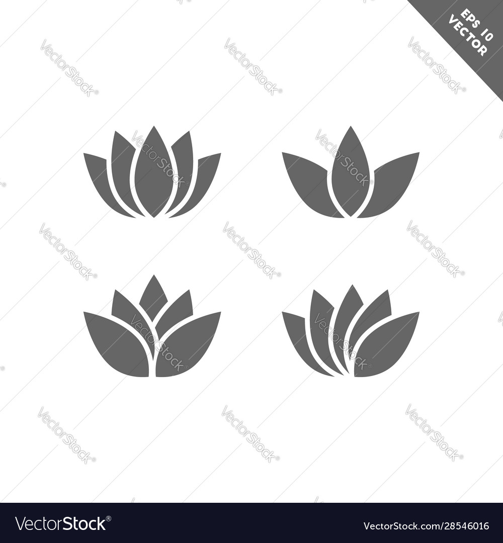 Lotus Flower Icon Set Royalty Free Vector Image 8207