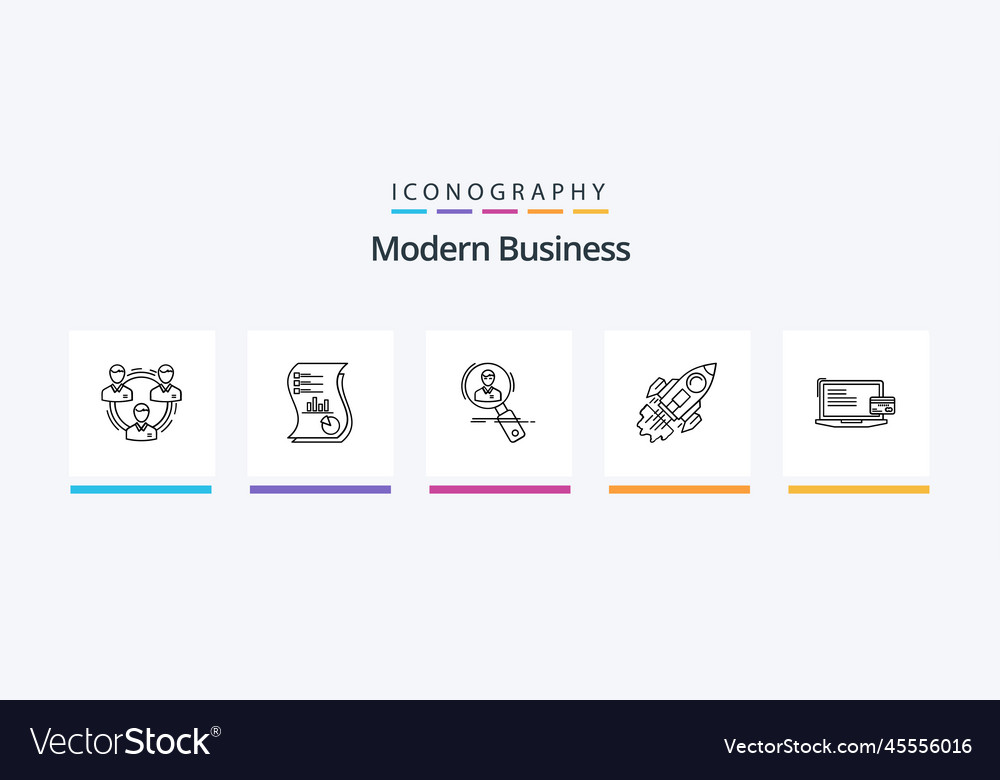 Modern business line 5 icon pack including