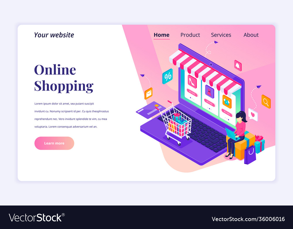 Modern flat isometric design concept online Vector Image