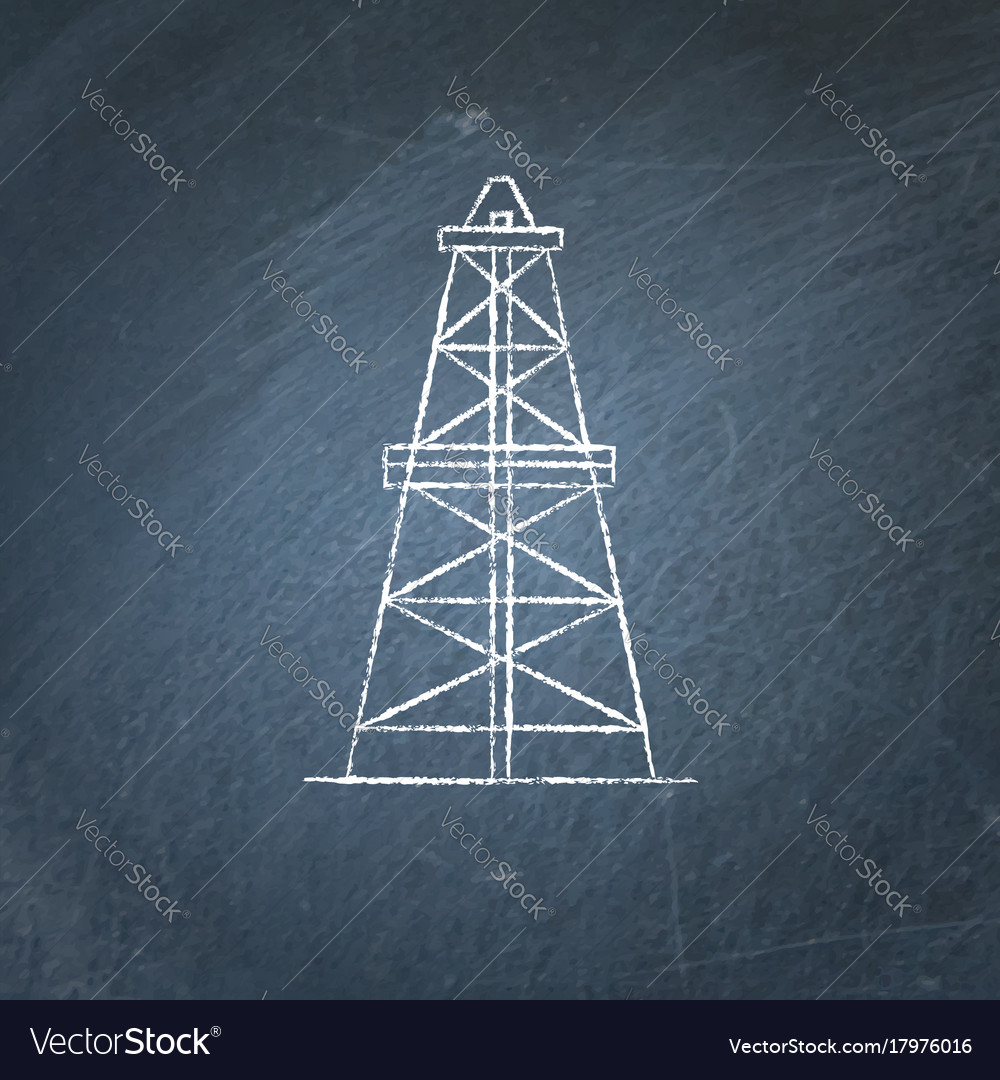 Oil derrick icon chalkboard sketch