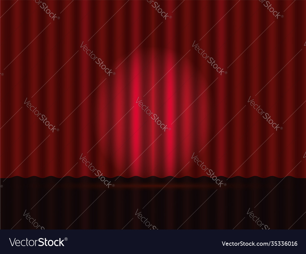 Realistic theatrical drapes with spotlight