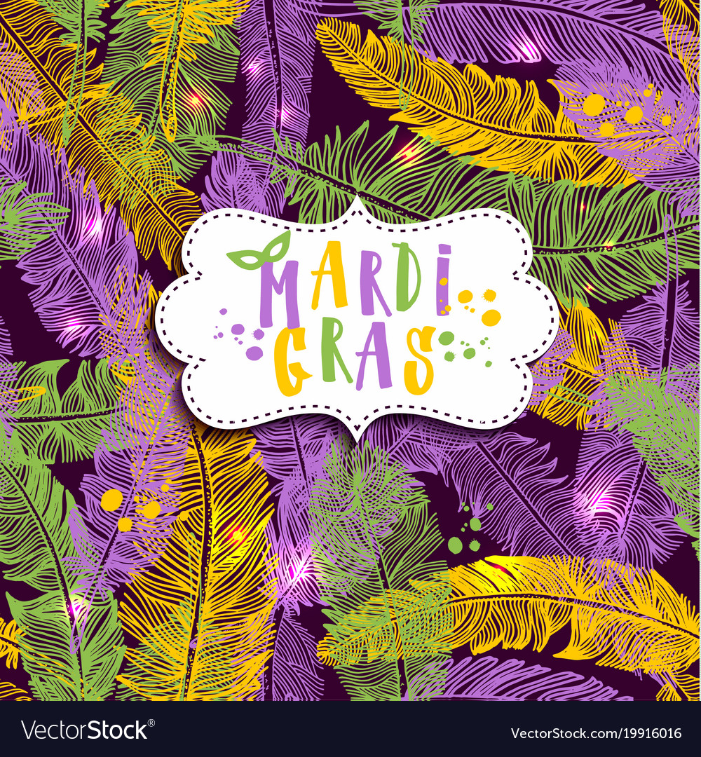 Seamless pattern with hand drawn mardi gras on Vector Image