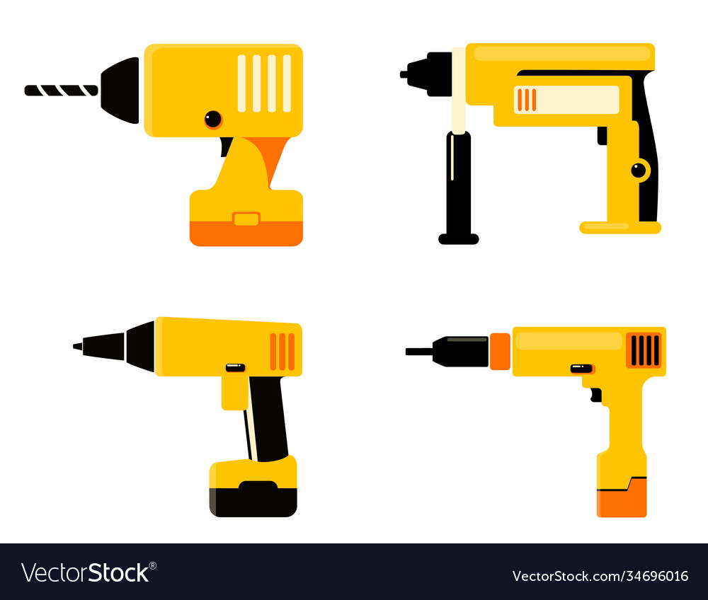 Set flat drilling machine Royalty Free Vector Image