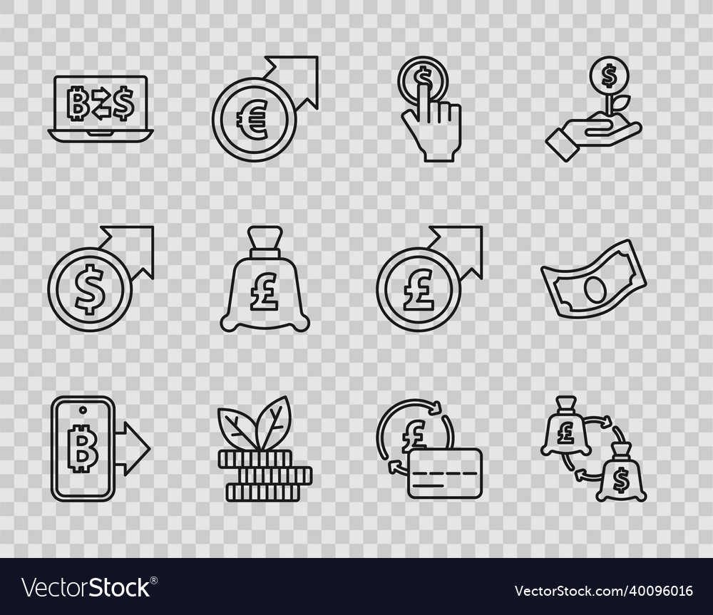 Set line mining bitcoin from mobile currency vector image Set line mining bitcoin from mobile currency