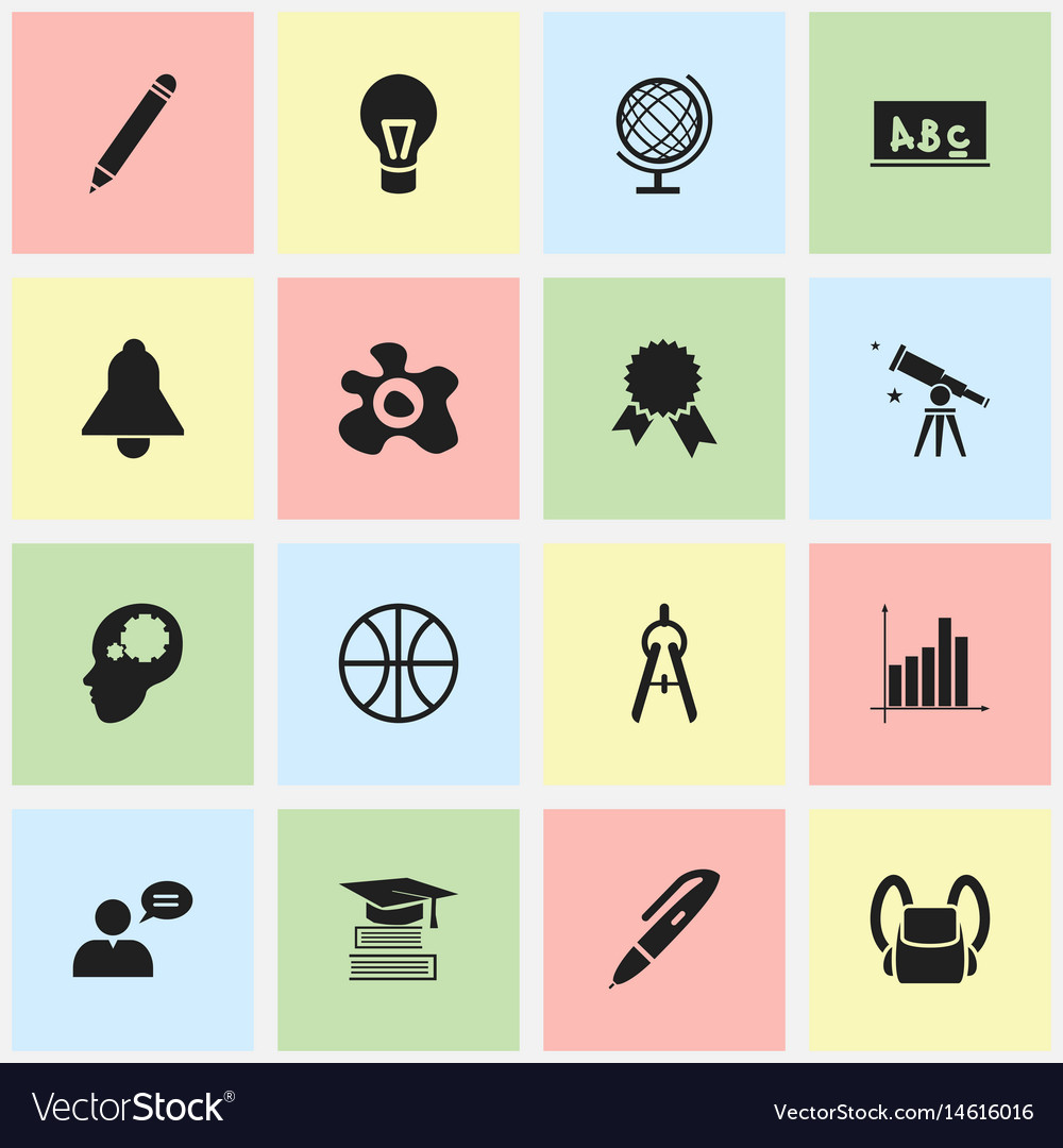 Set of 16 editable university icons includes
