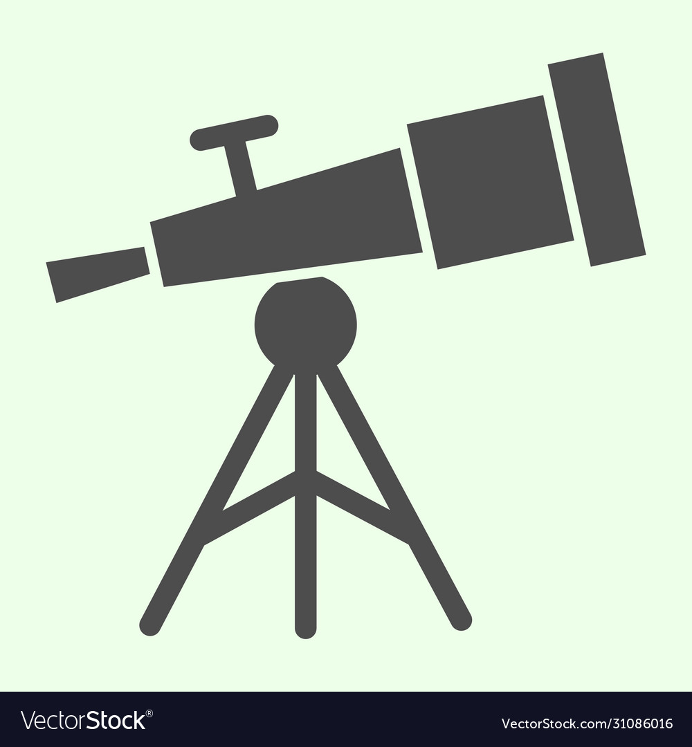 Telescope solid icon astronomy observe vector image Telescope solid icon astronomy observe