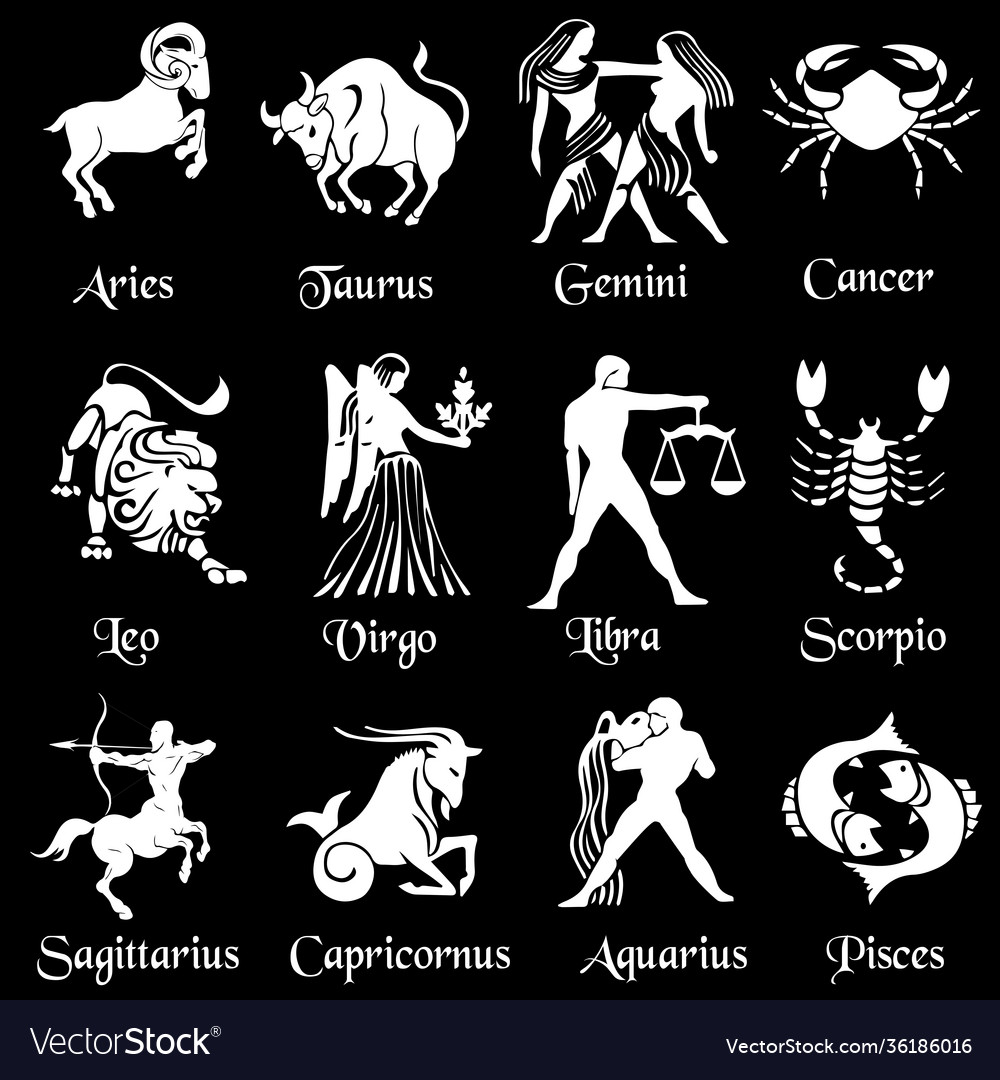 Zodiac signs set Royalty Free Vector Image - VectorStock