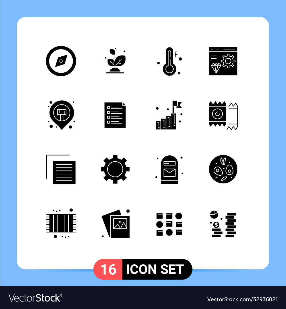 16 universal solid glyphs set for web and mobile