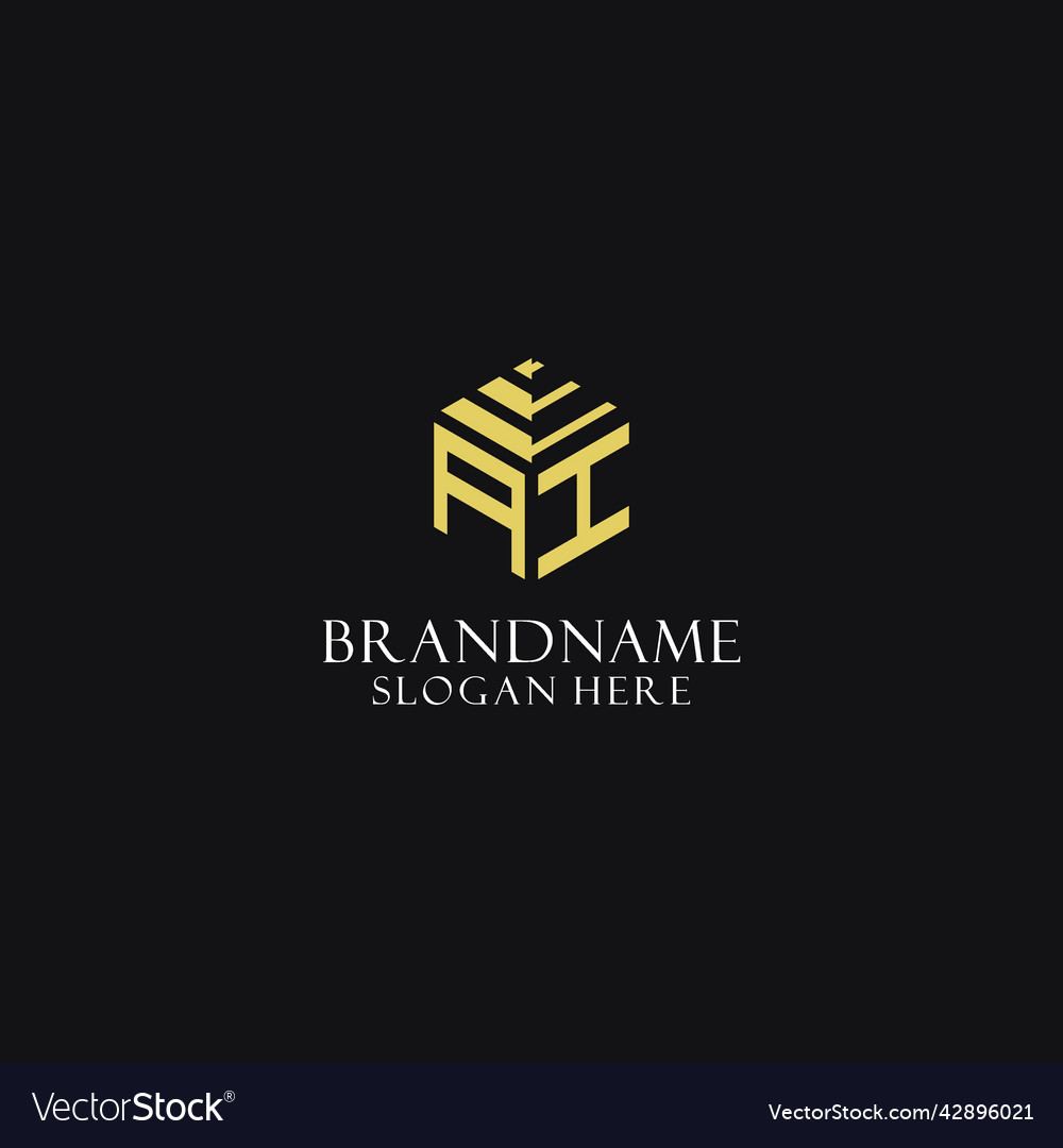 Ai initial monogram with hexagon shape logo